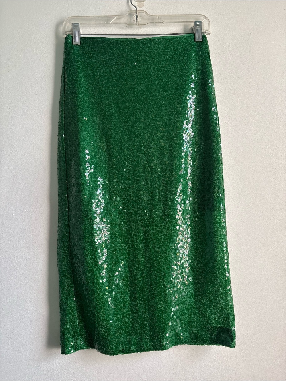 J. Crew Green Sequin Midi Skirt
